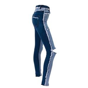 Akira Aphrodite juniors 3 small xs inside out distressed jeans skinny raw hem